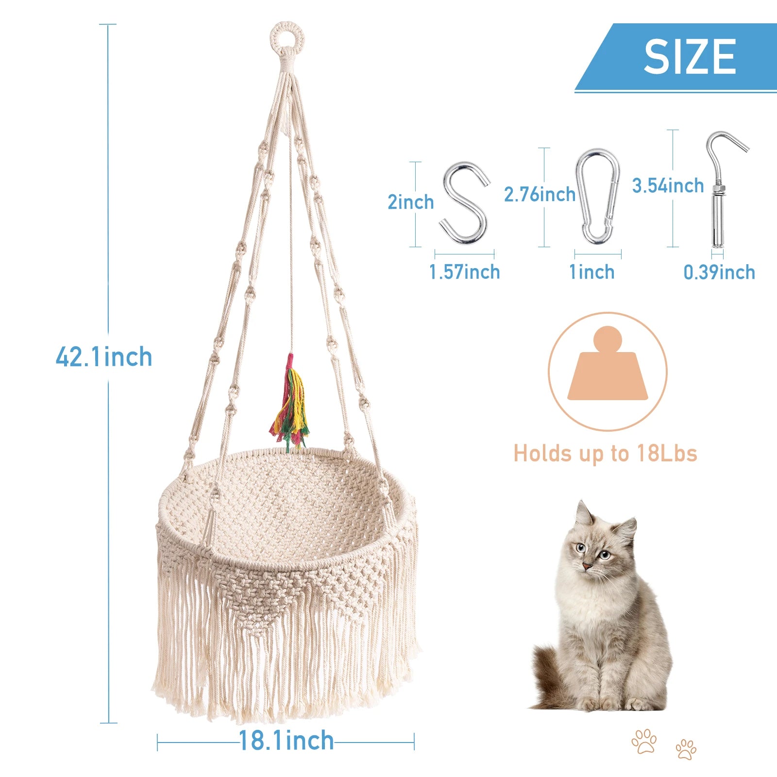 Hand Woven Cotton Cat Hammock